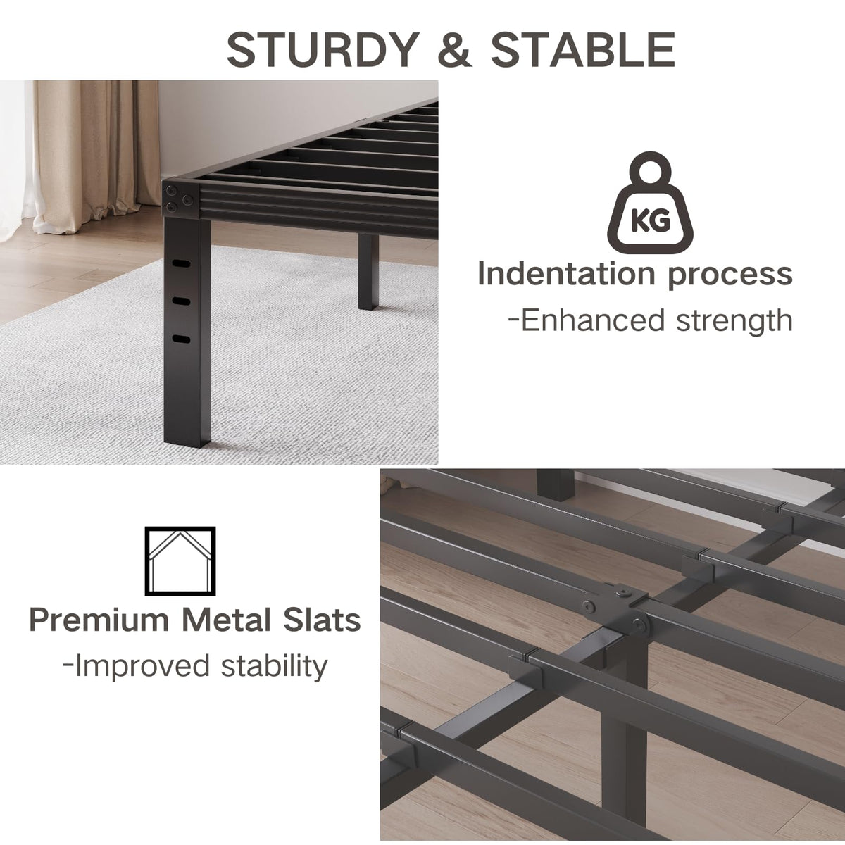 Black 18" Metal Queen Bed Frame O98132