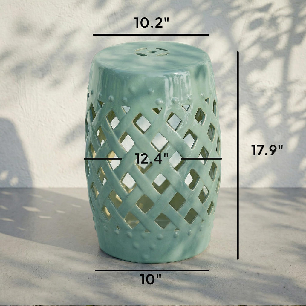 Ceramic Garden Stool Outdoor Stool Green D398920