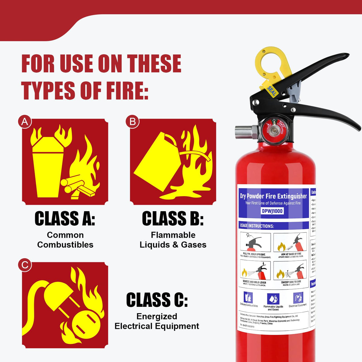 1 Pack 2.5 lb ABC Dry Chemical Fire Extinguisher with Bracket A594498