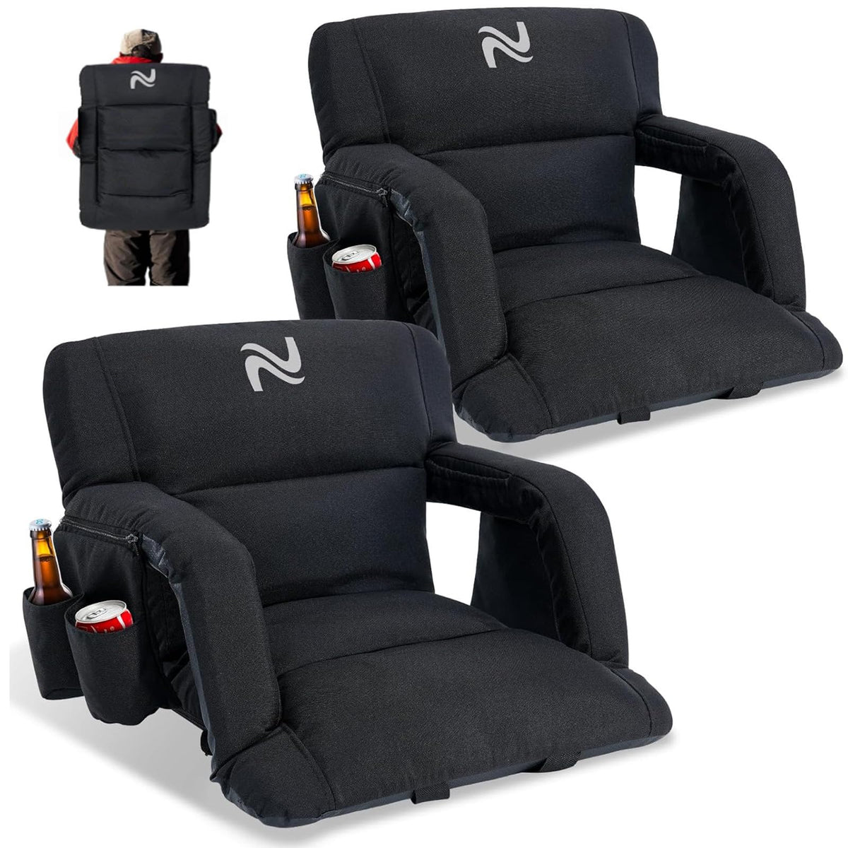 25in 2Pack Extra Thick Stadium Seat with Back Support I648595