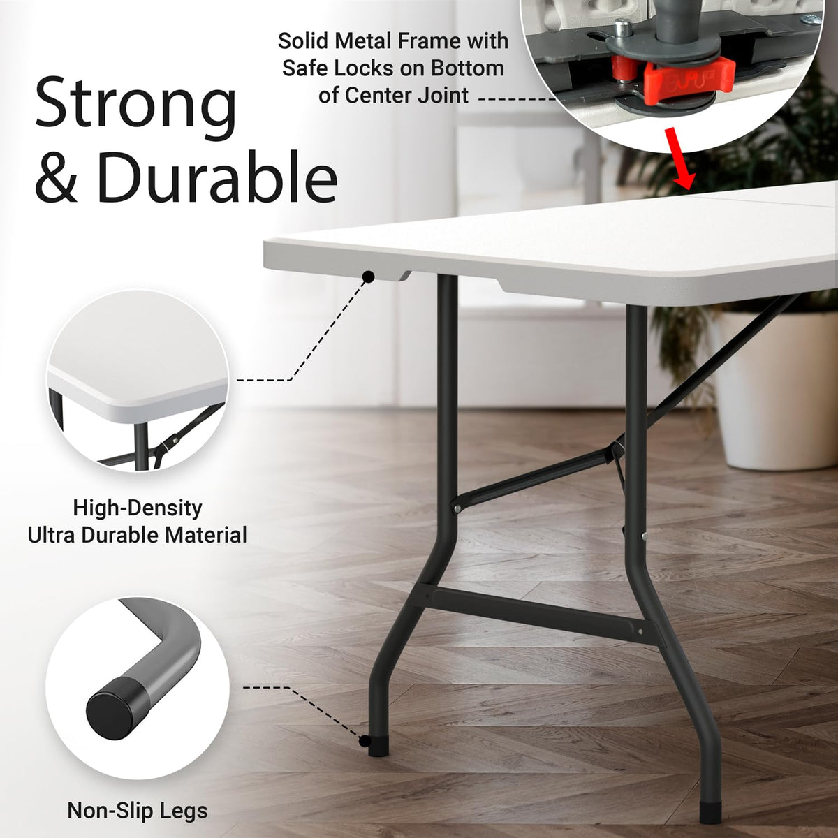 6 Feet Foldable Table with Steel Legs R55617