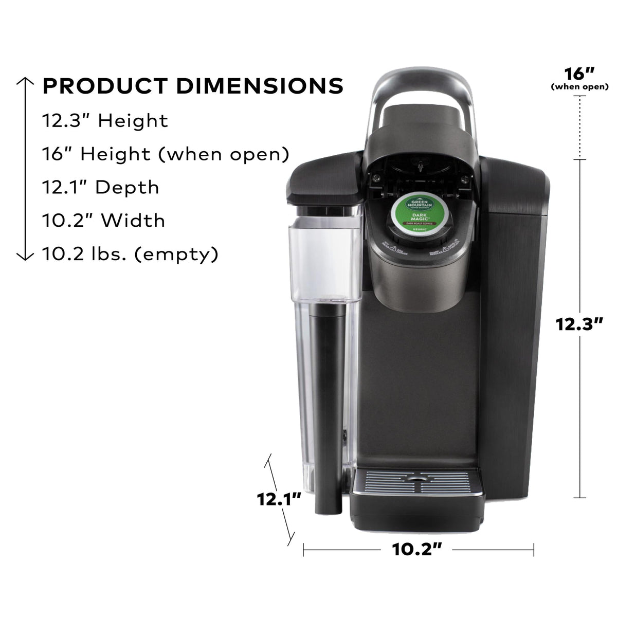 Single Serve Coffee Maker, 96 oz Water Reservoir, Black I79329