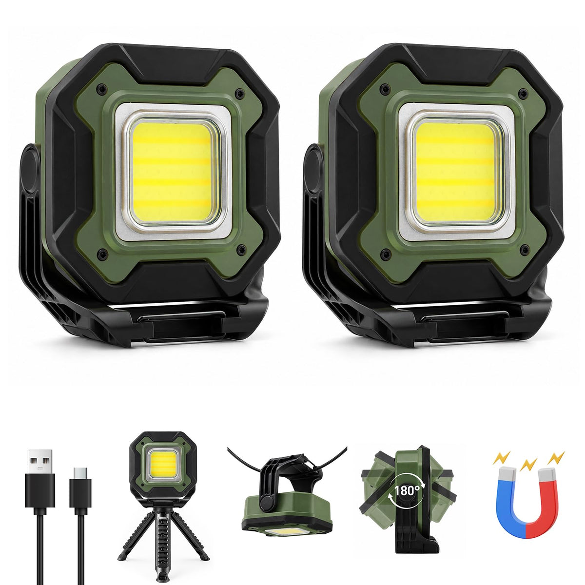 2-Pack 6000mAh Magnetic LED Work Light O709