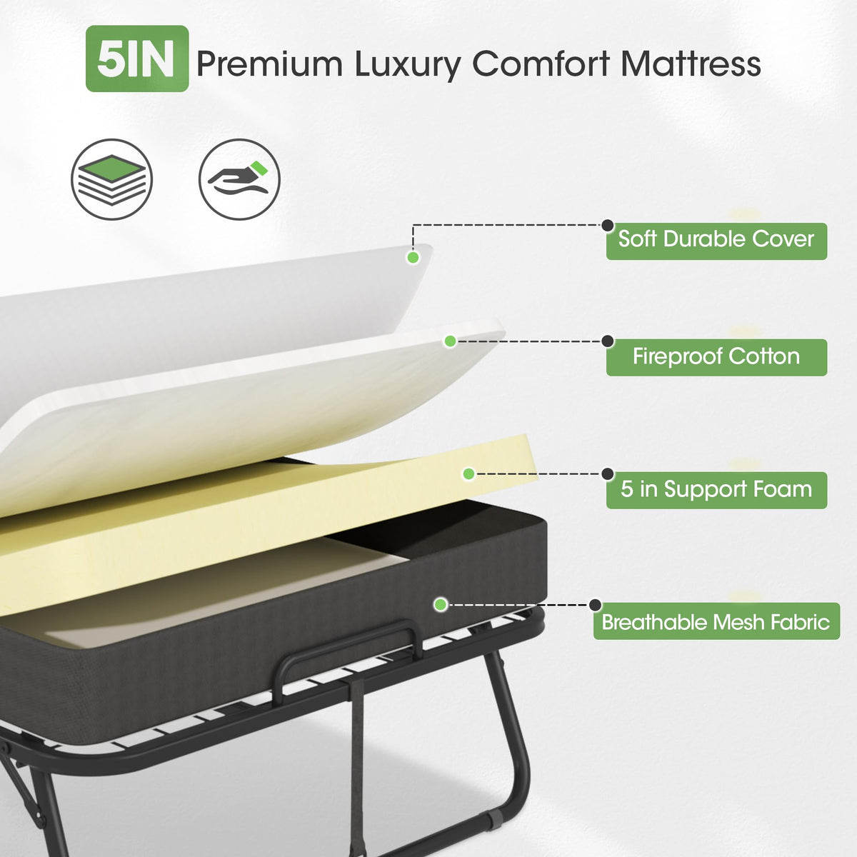 75" × 31" Folding Bed with Mattress I73920
