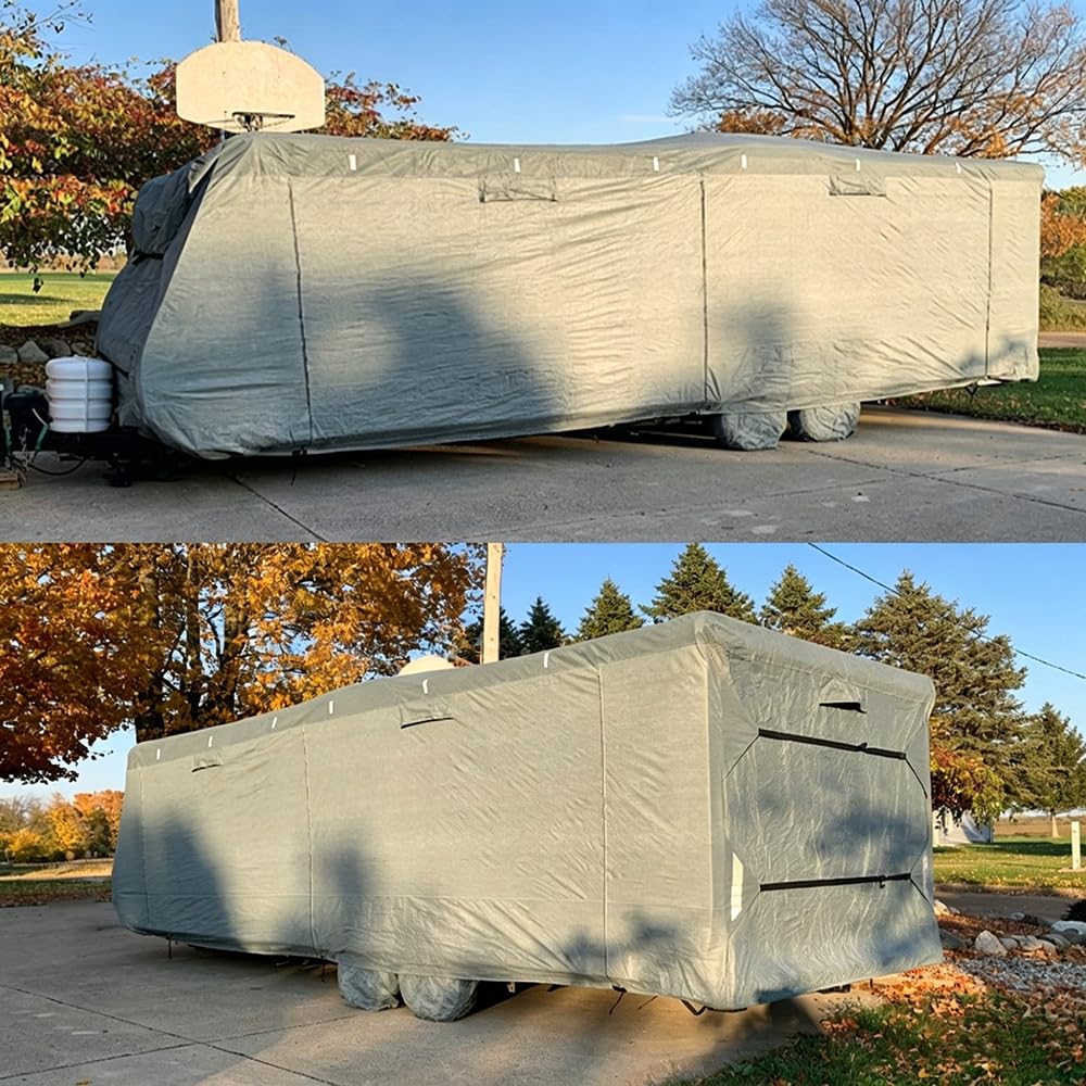 Waterproof 420D Travel Trailer Cover with Adjustable Straps A86276