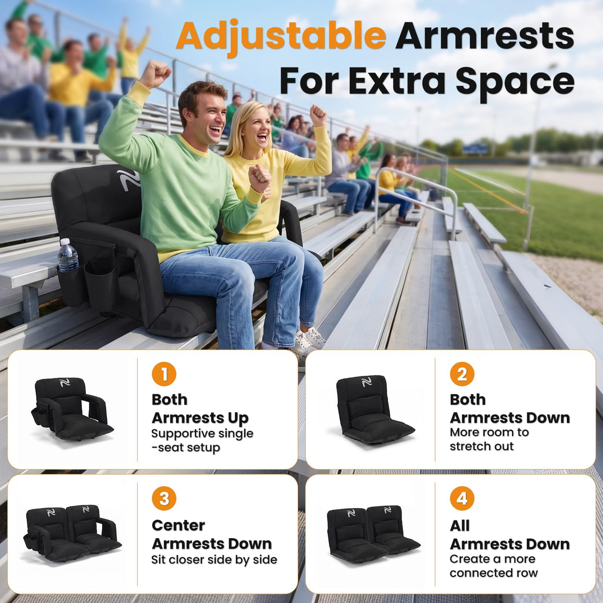 25in 2Pack Extra Thick Stadium Seat with Back Support I648595