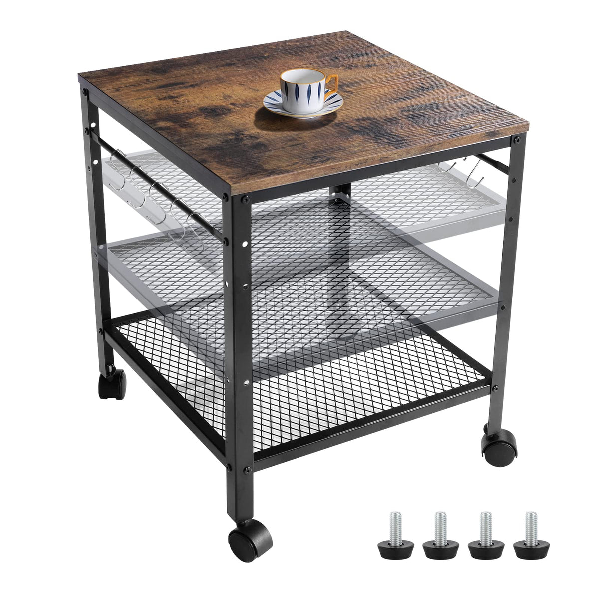Rustic 2-Tier End Table with Adjustable Height Shelf K315193