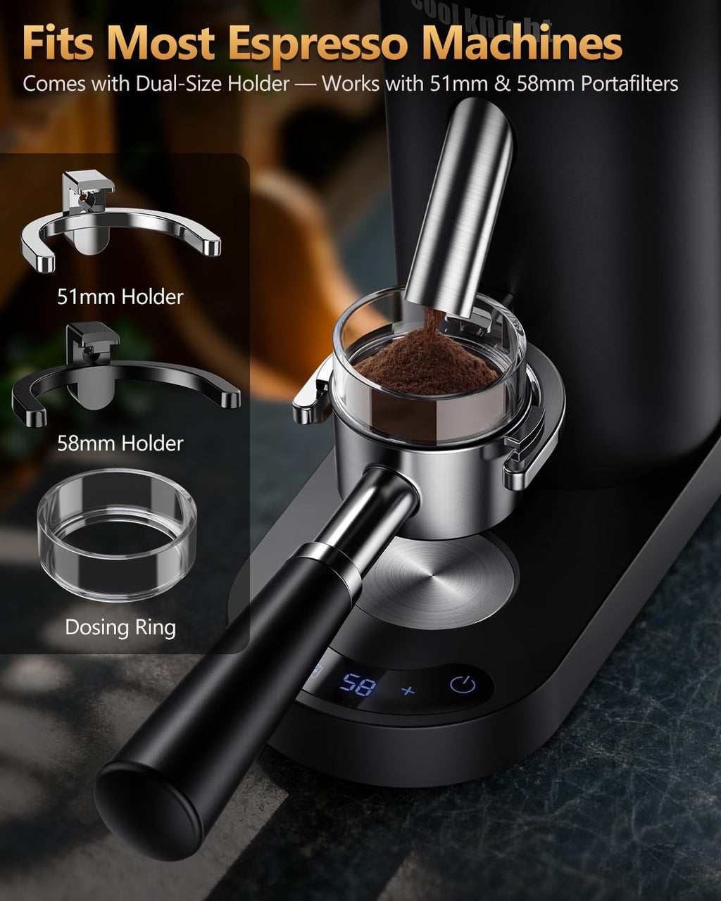 Rechargeable Conical Burr Coffee Grinder with 60 Grind Settings B452729