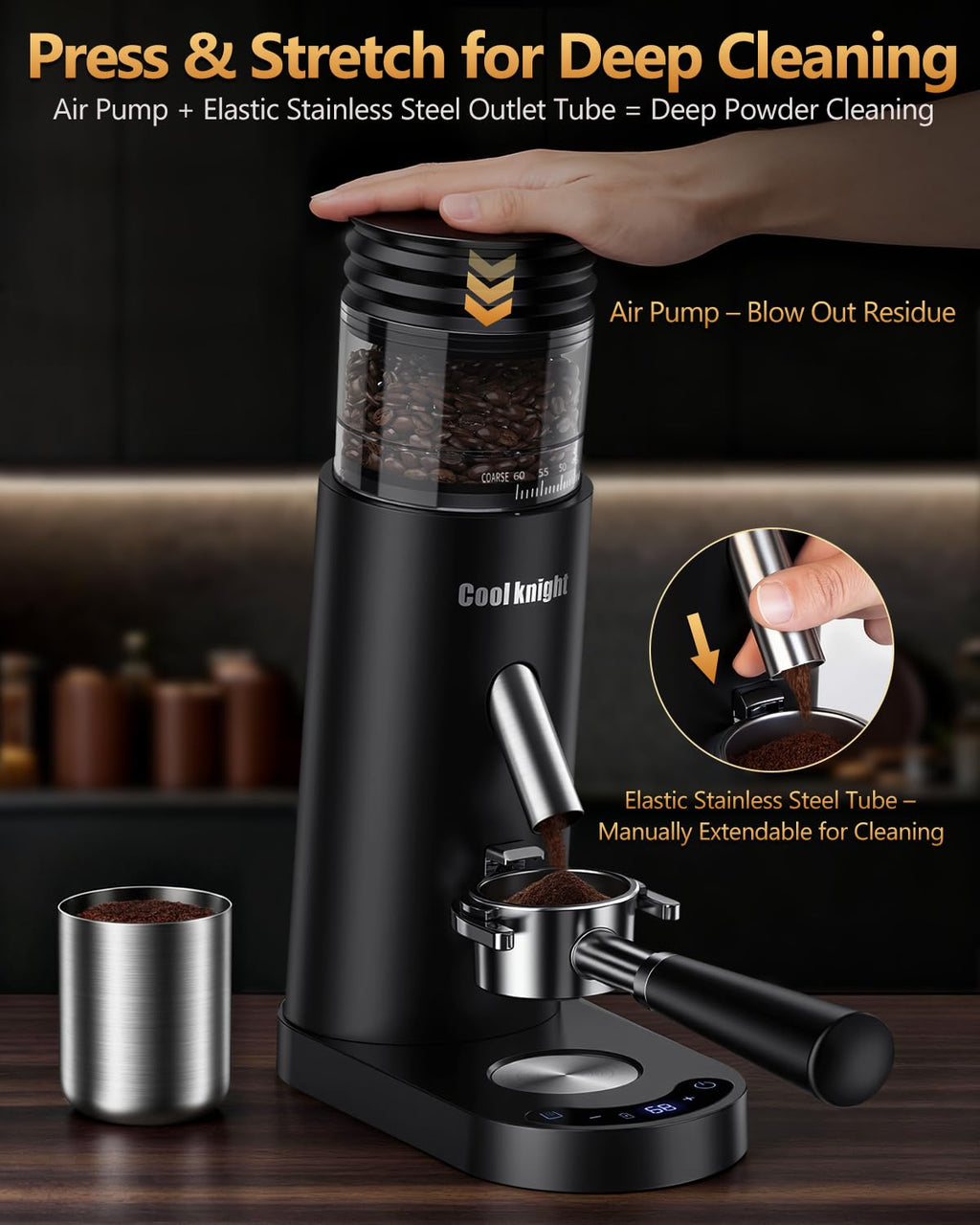 Rechargeable Conical Burr Coffee Grinder with 60 Grind Settings B452729