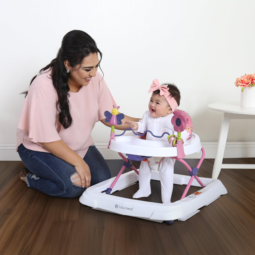 Activity Walker with Toy Bar, Front Wheels, Tray, Adjustable Height and Fold Frame Y585885