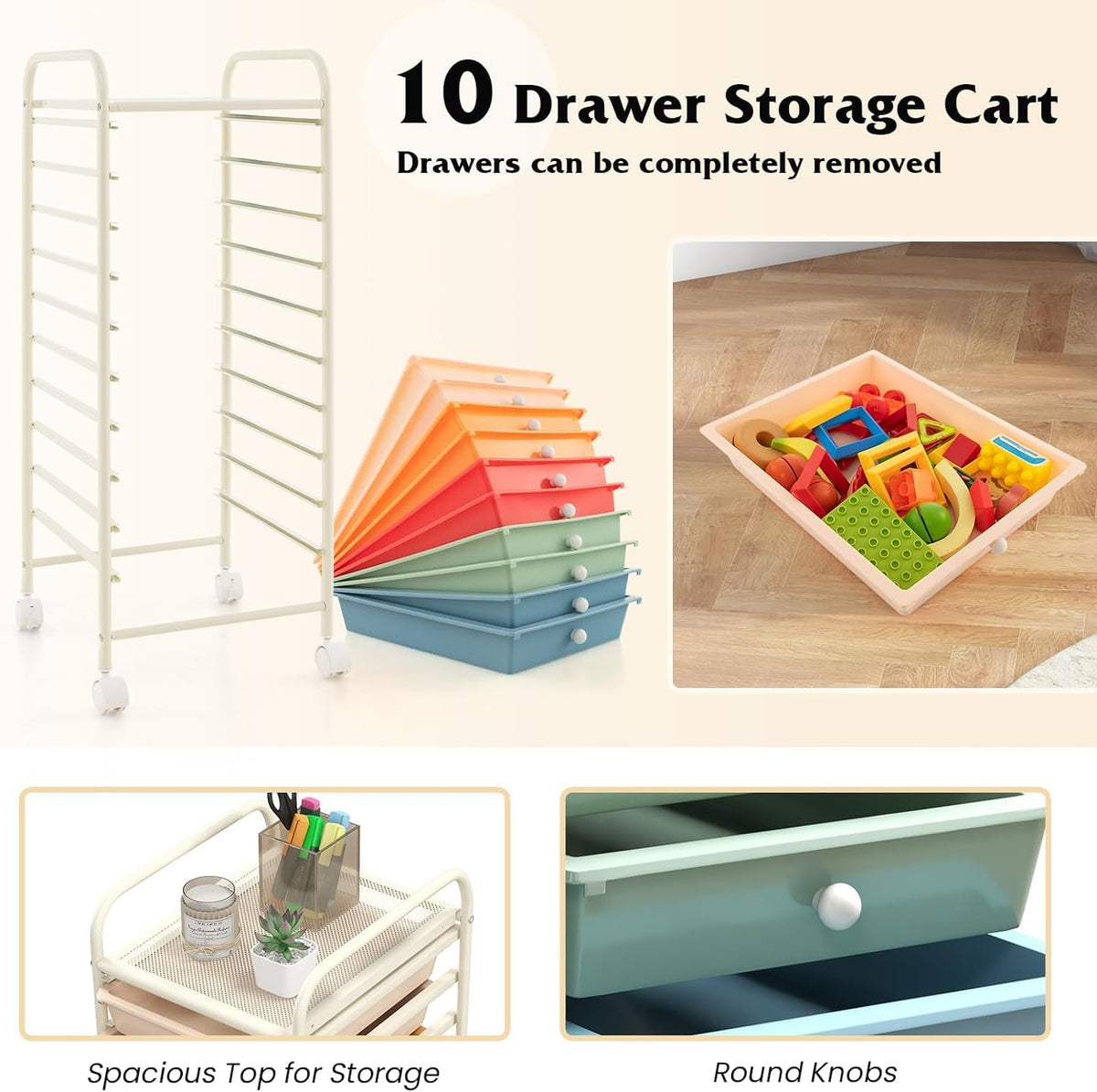 10 Drawer Rolling Storage Cart M609