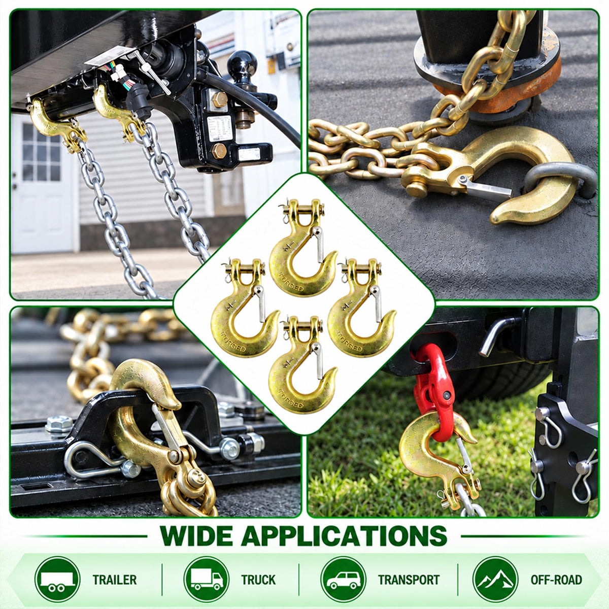 3/8" Chain Hooks, 2-Pack Heavy-Duty Clevis Slip Hook I33857