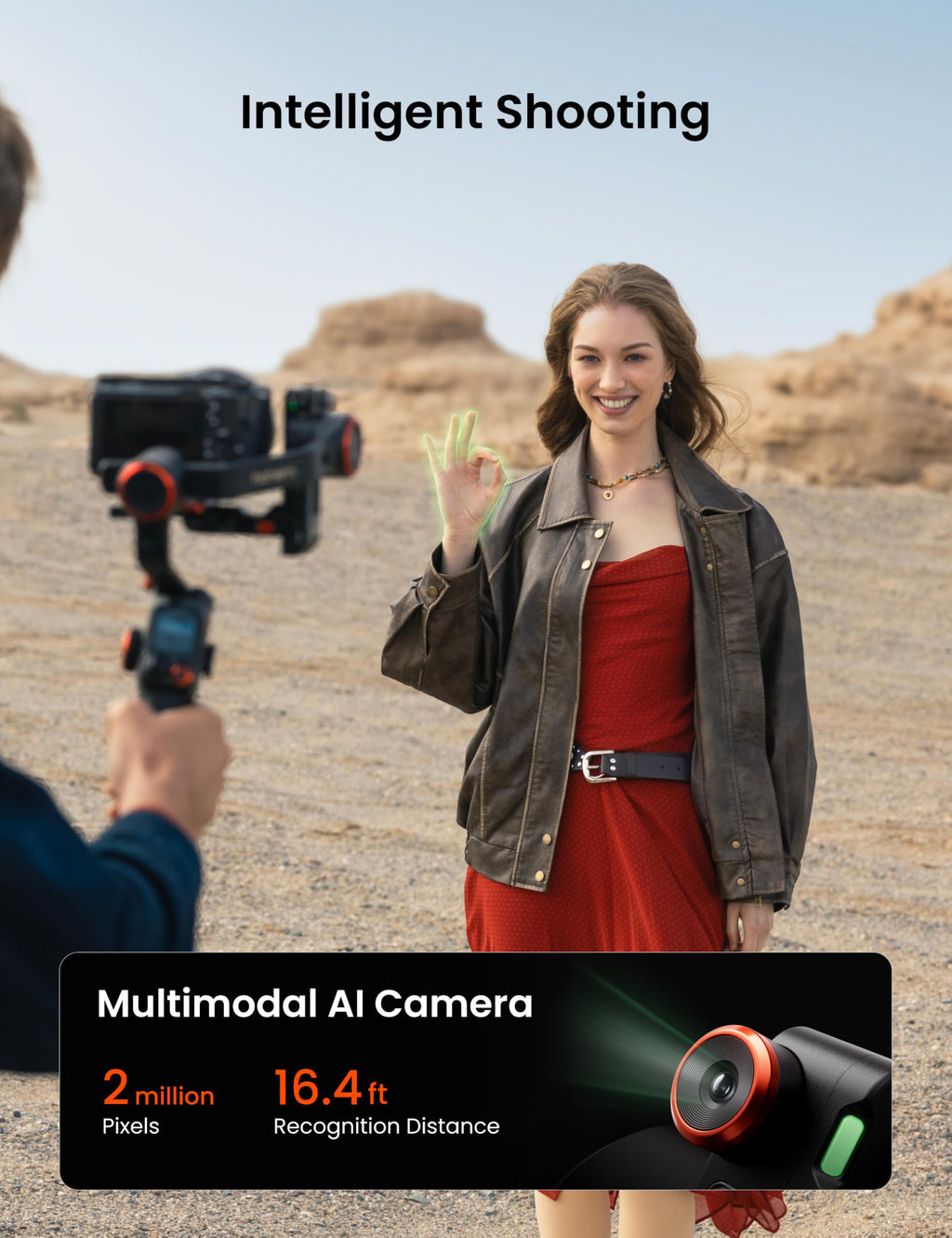 3-Axis Gimbal Stabilizer with AI Tracker and Detachable Touchscreen Control F69209
