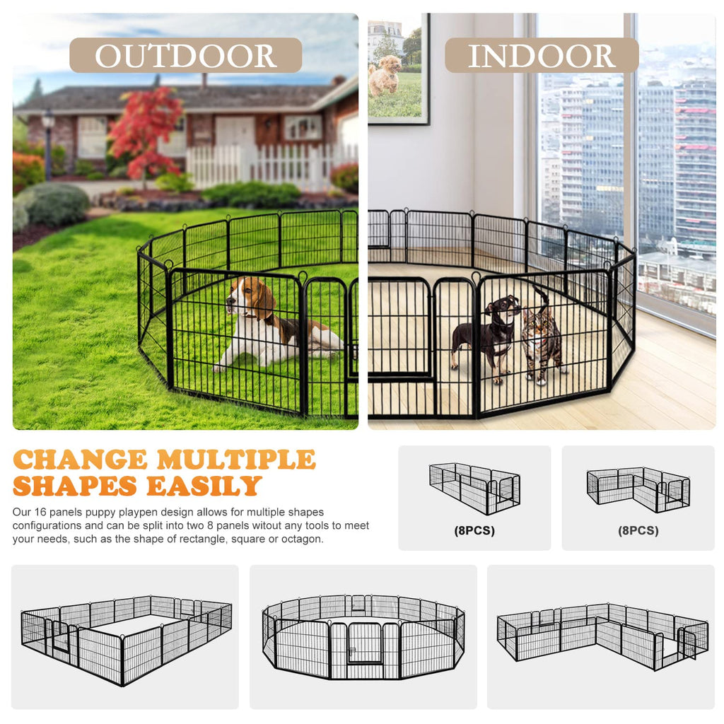 24 Inch 16 Panels Metal Dog Playpen U9624