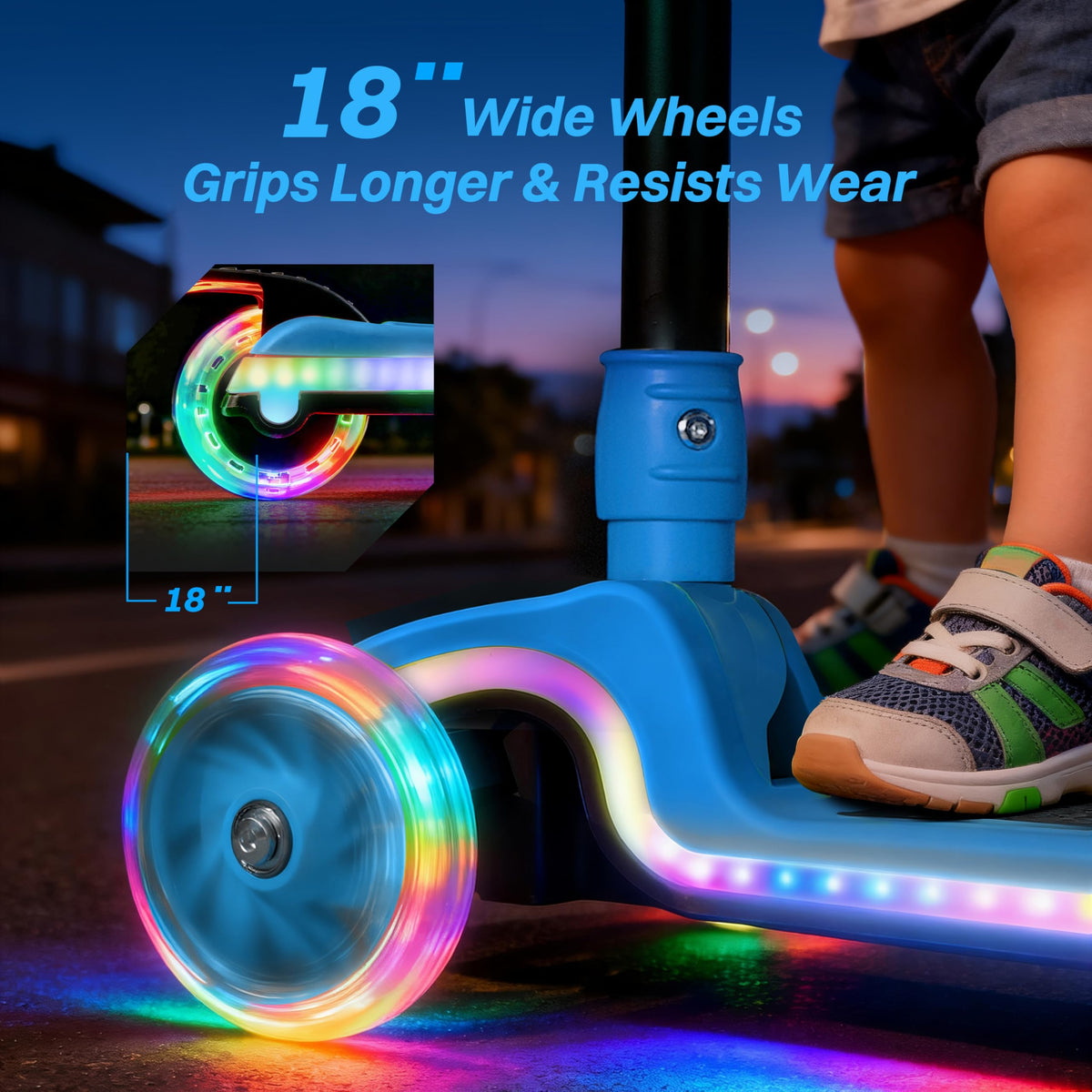 Light-Up 3 Wheel Kids Scooter with LED Lights R914