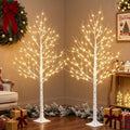 6ft Prelit White Christmas Trees 2Pack Q37964