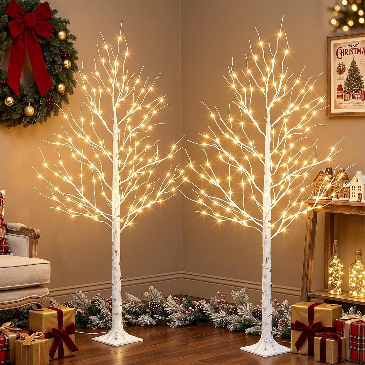 6ft Prelit White Christmas Trees 2Pack Q37964