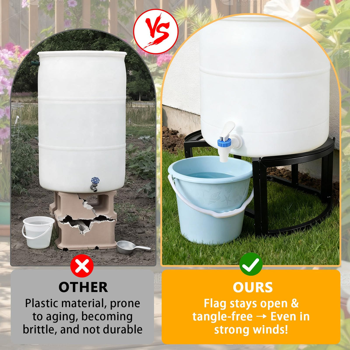 Stainless Steel Rain Barrel Stand for 45/50/55 Gallon Tanks U37106