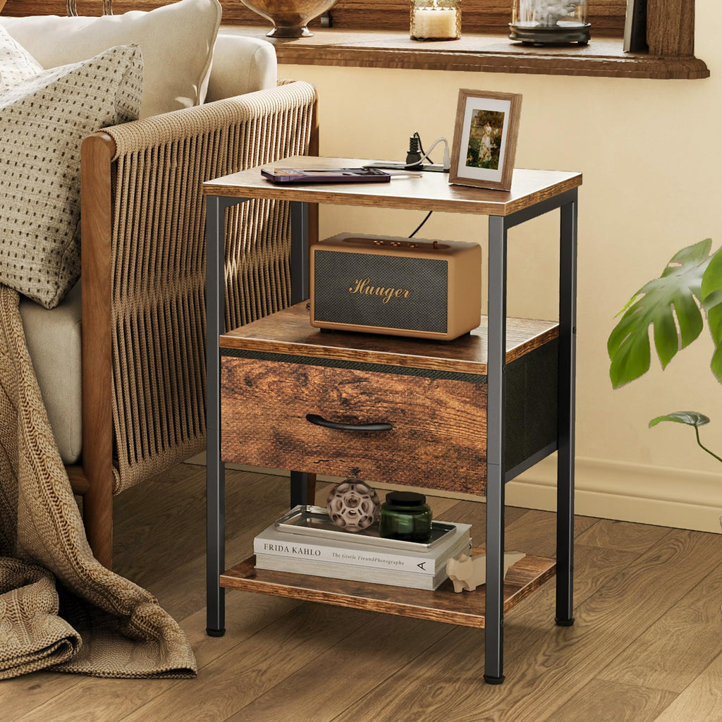 3-Tier Nightstand with Charging Station L40907