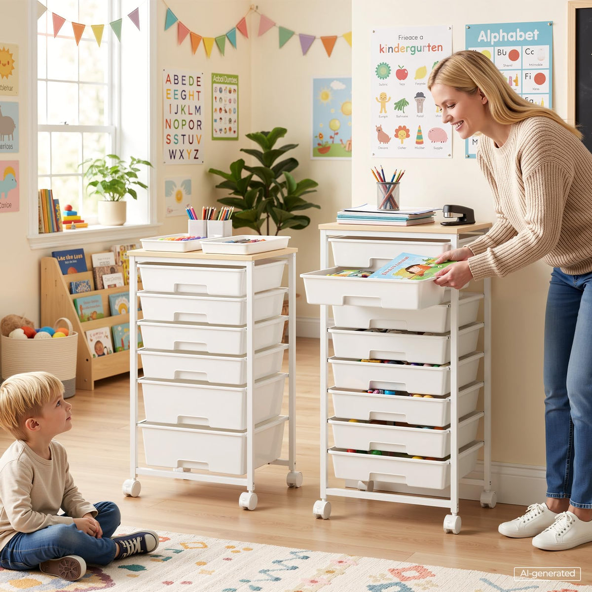 Rolling Storage Cart with 6 Drawers A77987