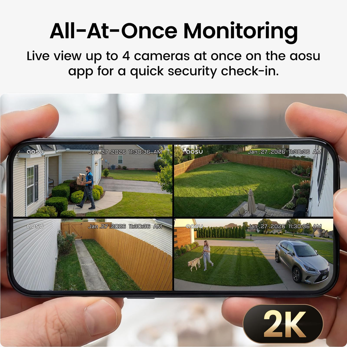 2K Solar Security Cameras Wireless Outdoor System W983982