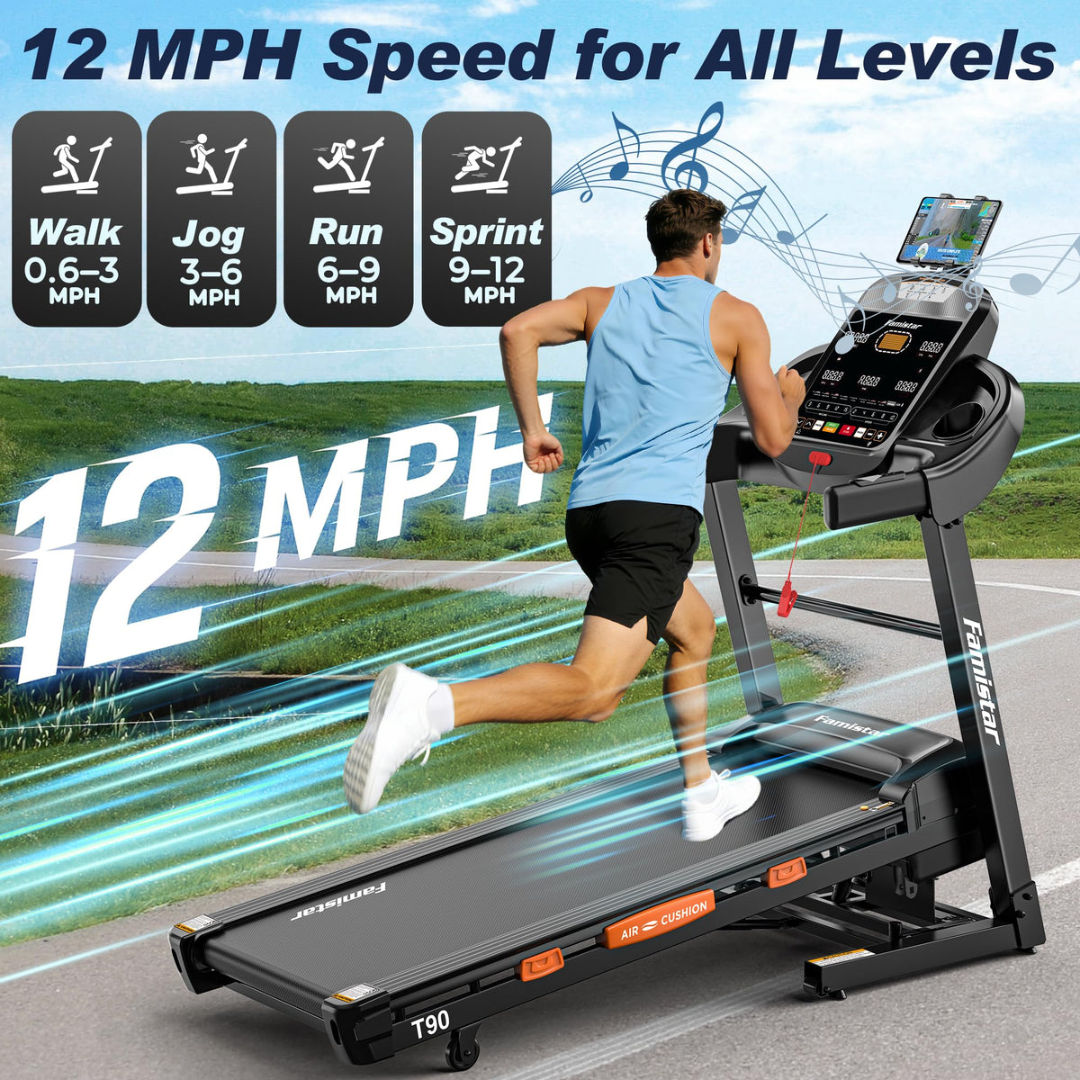 Foldable Treadmill with 18.5" Wide Belt X3345