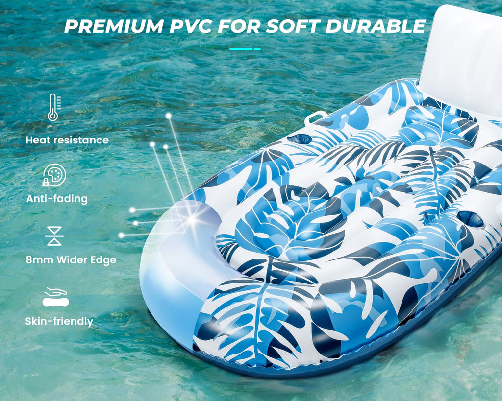 Inflatable Pool Lounger with Cupholder Backrest F534