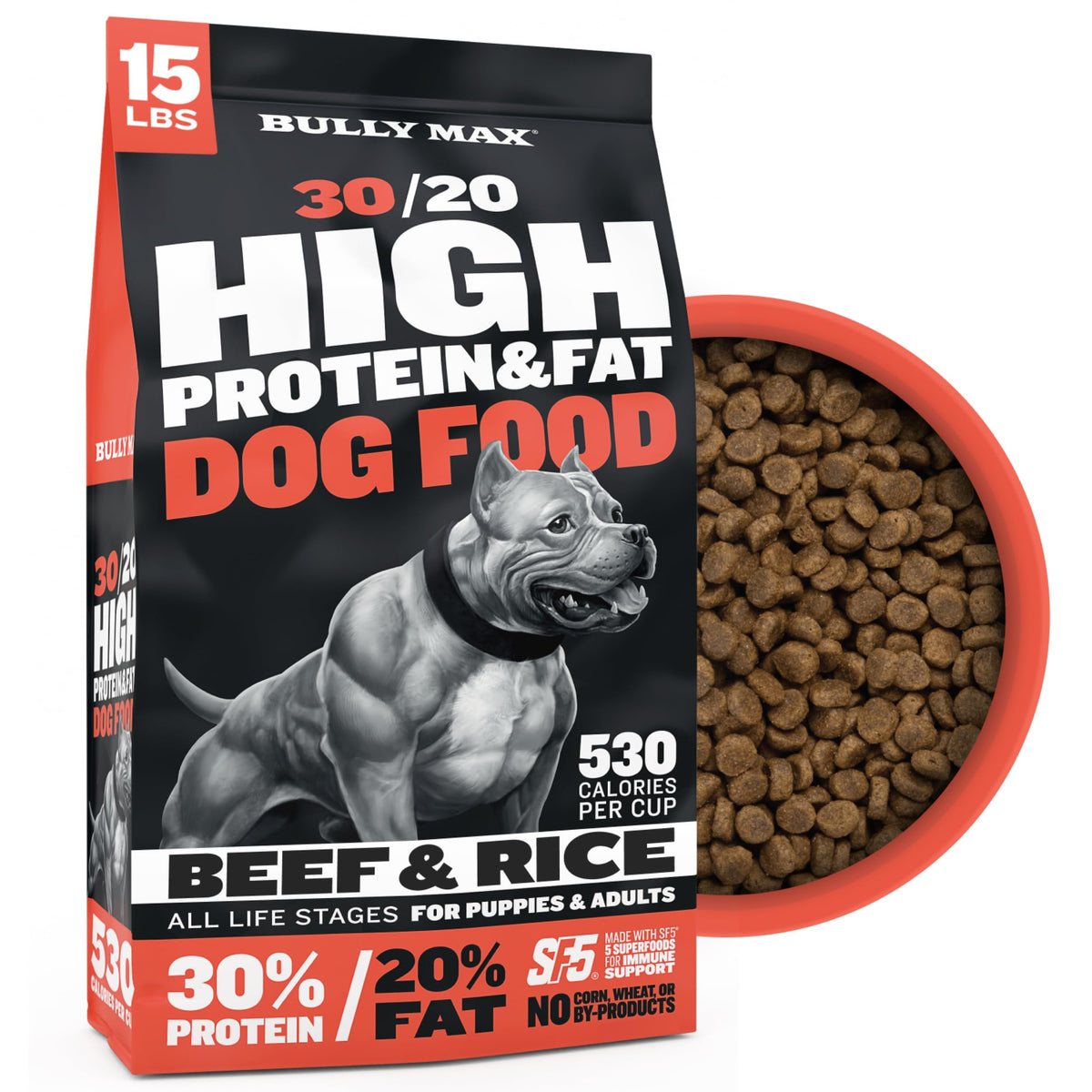High Protein Beef Dog Food 15 lbs. Weight Gainer Supplement Bundle O6428
