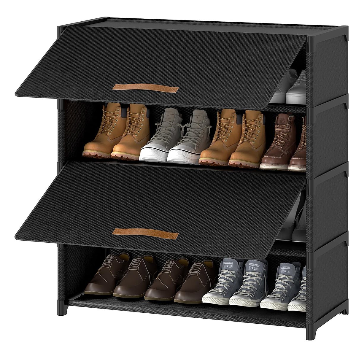 Black 5 Tier Shoe Cabinet with Door M404397