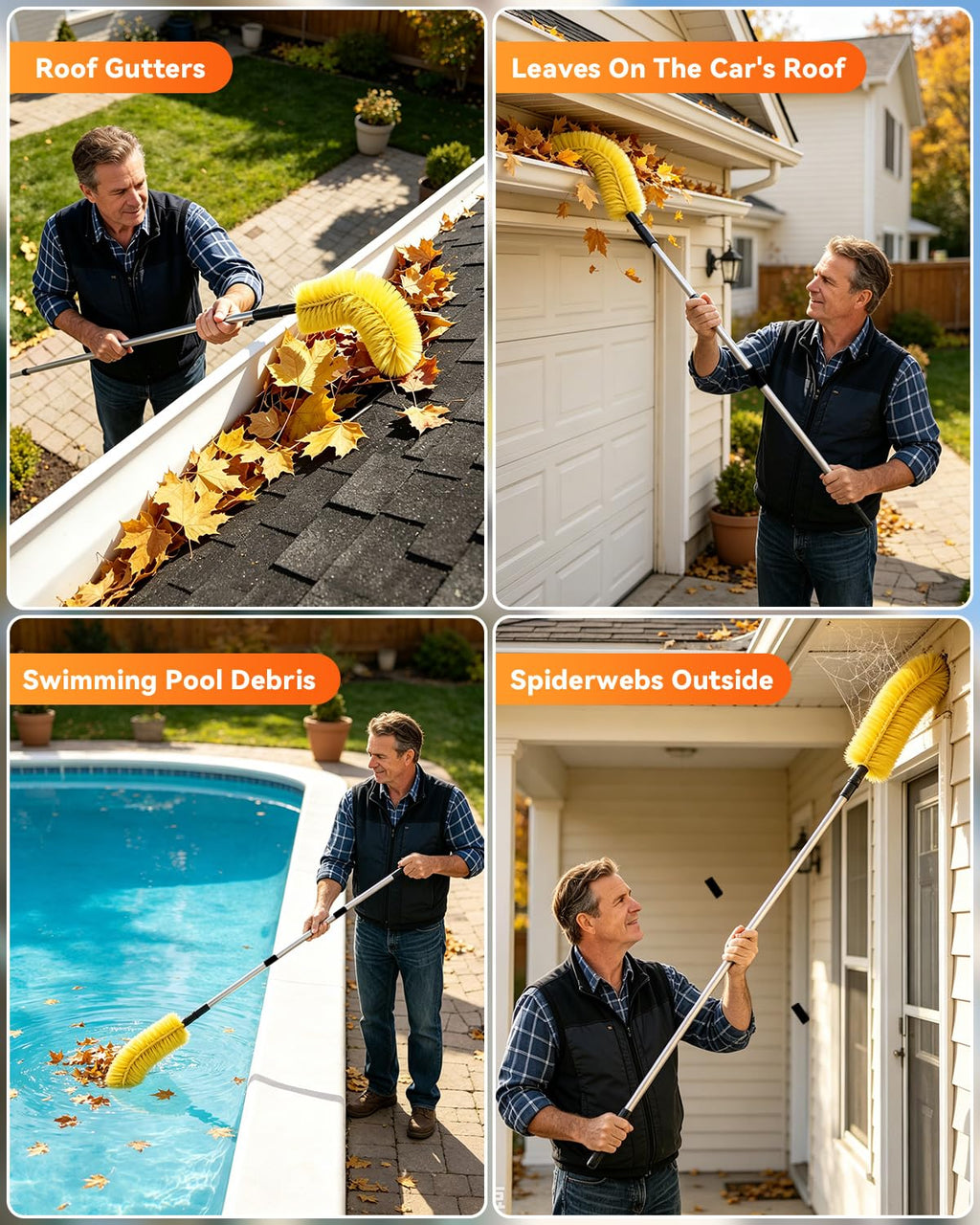 13FT Adjustable Gutter Cleaning Tool Kit with Brush Head J75675