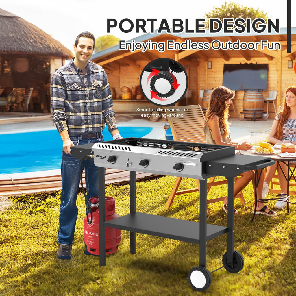 3 Burner Propane Gas Stove with Side Shelves U887