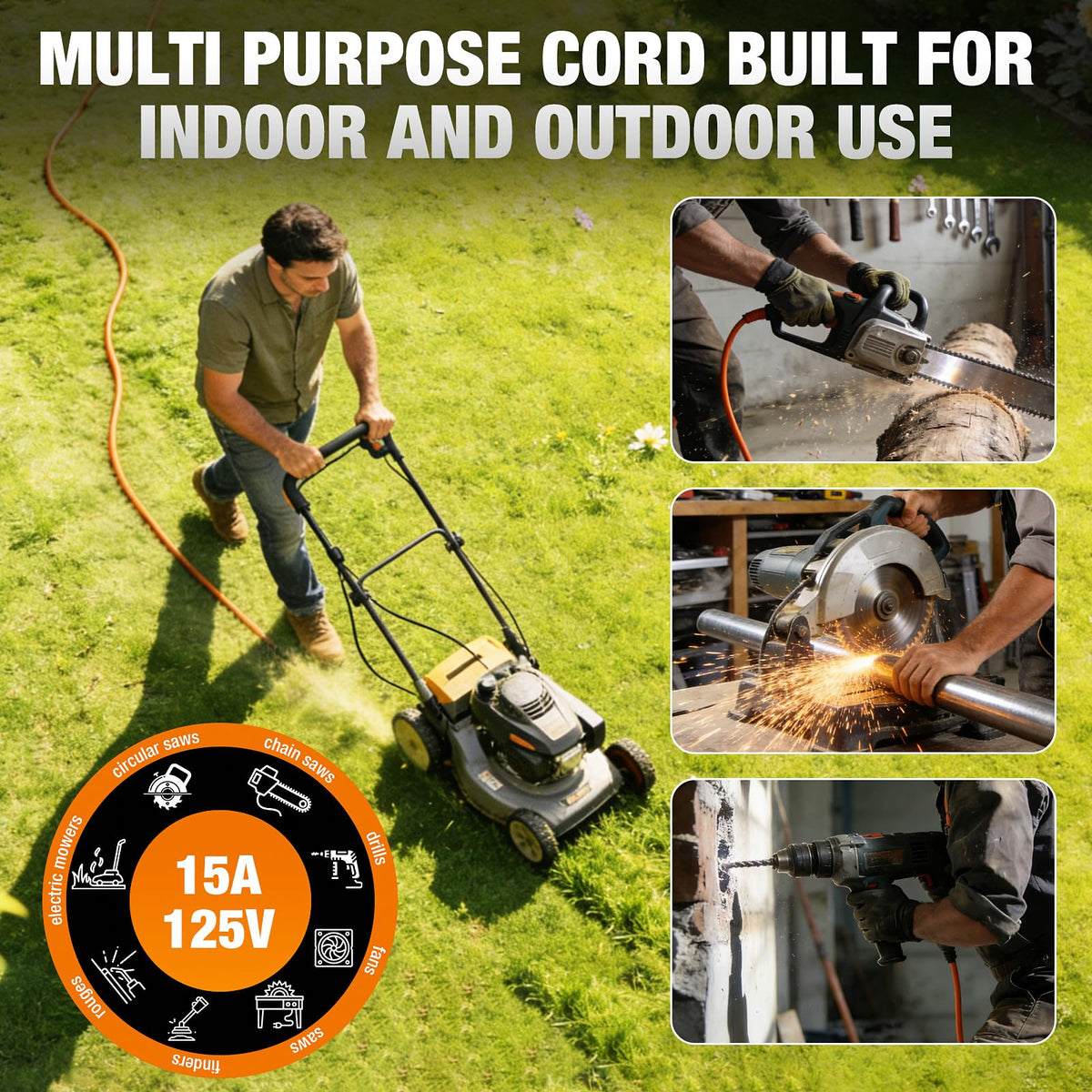100 FT Heavy Duty Waterproof Outdoor Extension Cord Y653562