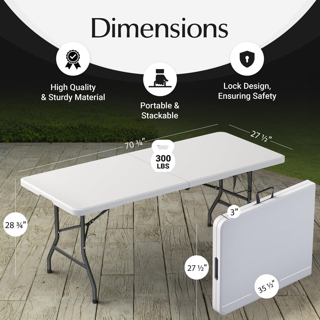 6 Feet Foldable Table with Steel Legs R55617