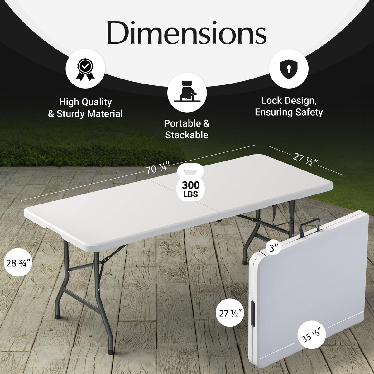 6 Feet Foldable Table with Steel Legs R55617
