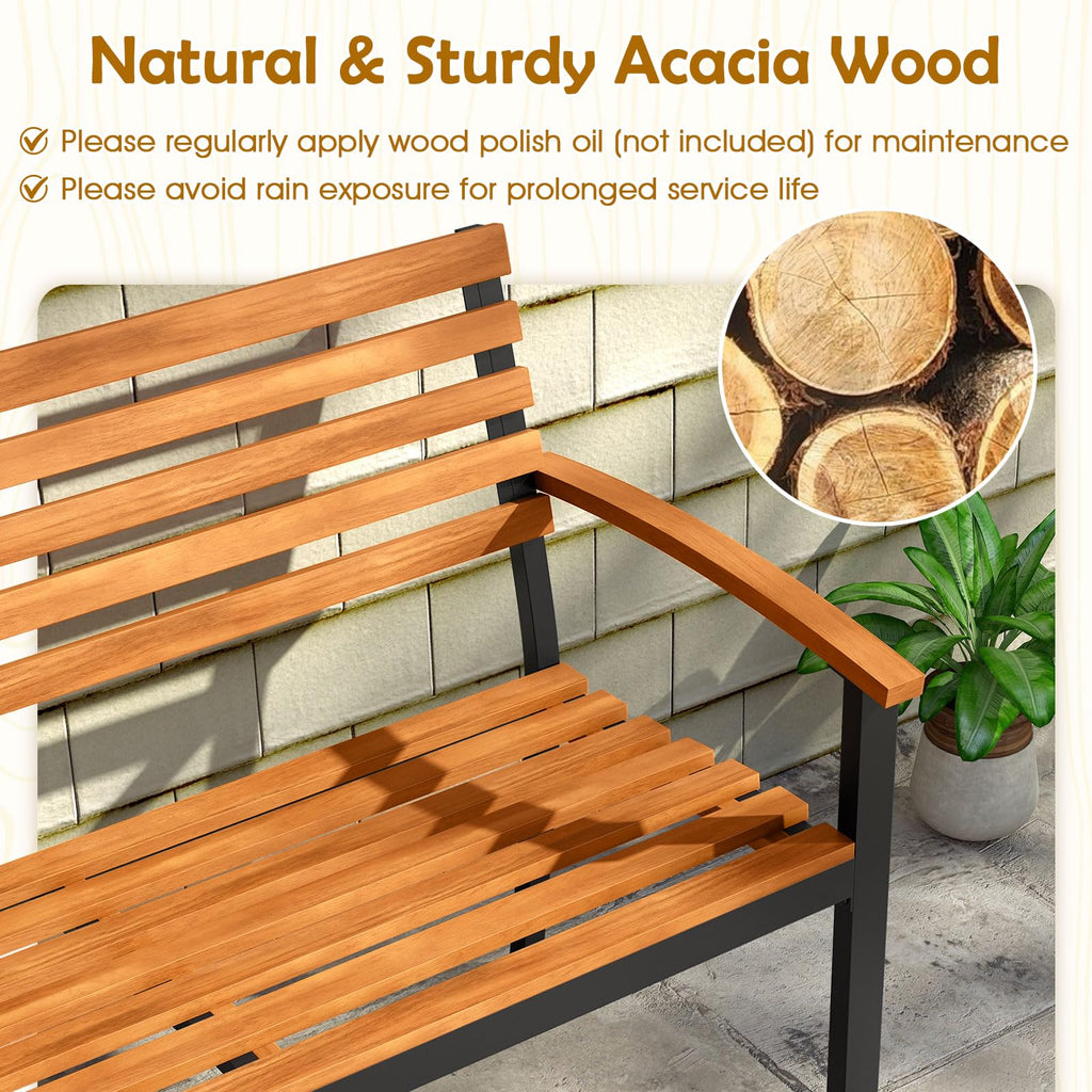 Acacia Wood 2-Person Outdoor Bench O83423