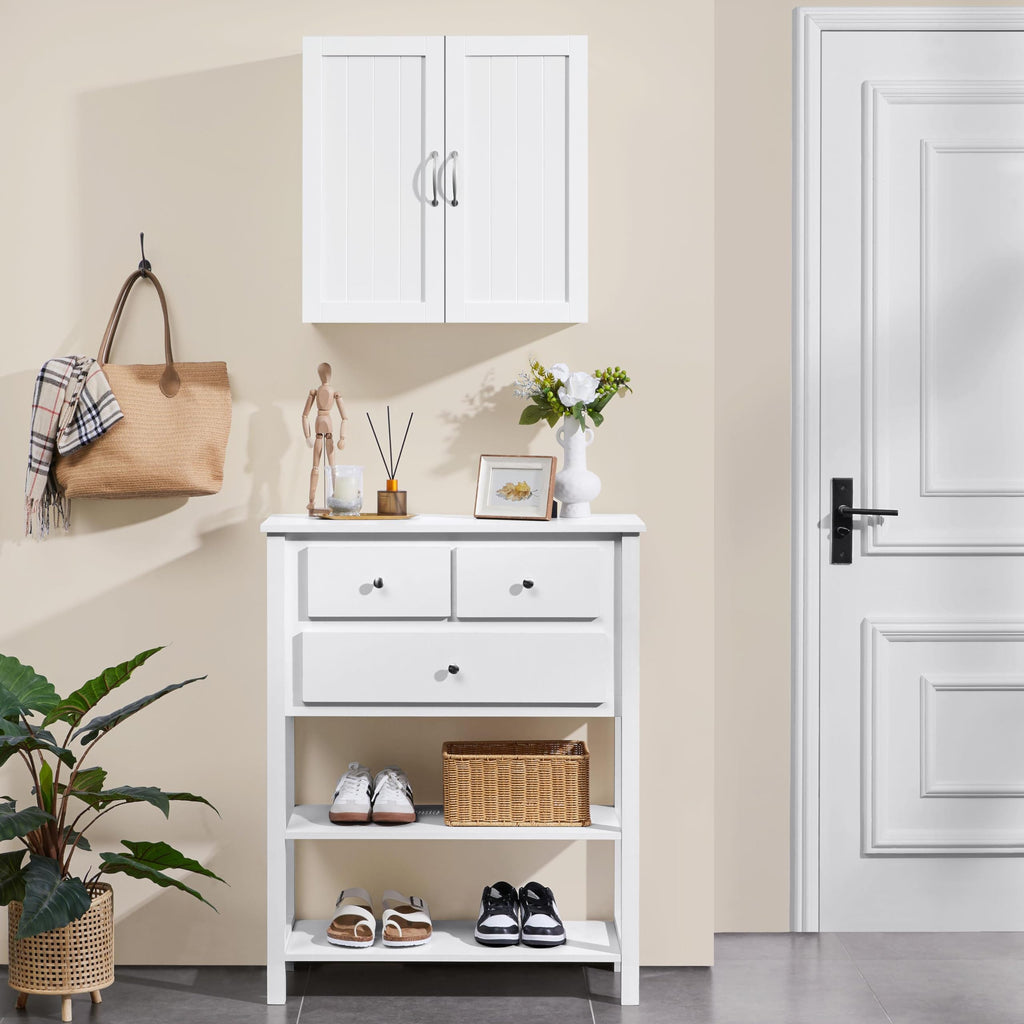 Wall Mounted White Bathroom Storage Cabinet with Doors D4378