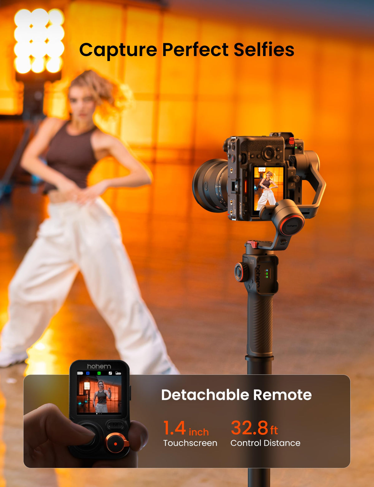 3-Axis Gimbal Stabilizer with AI Tracker and Detachable Touchscreen Control F69209