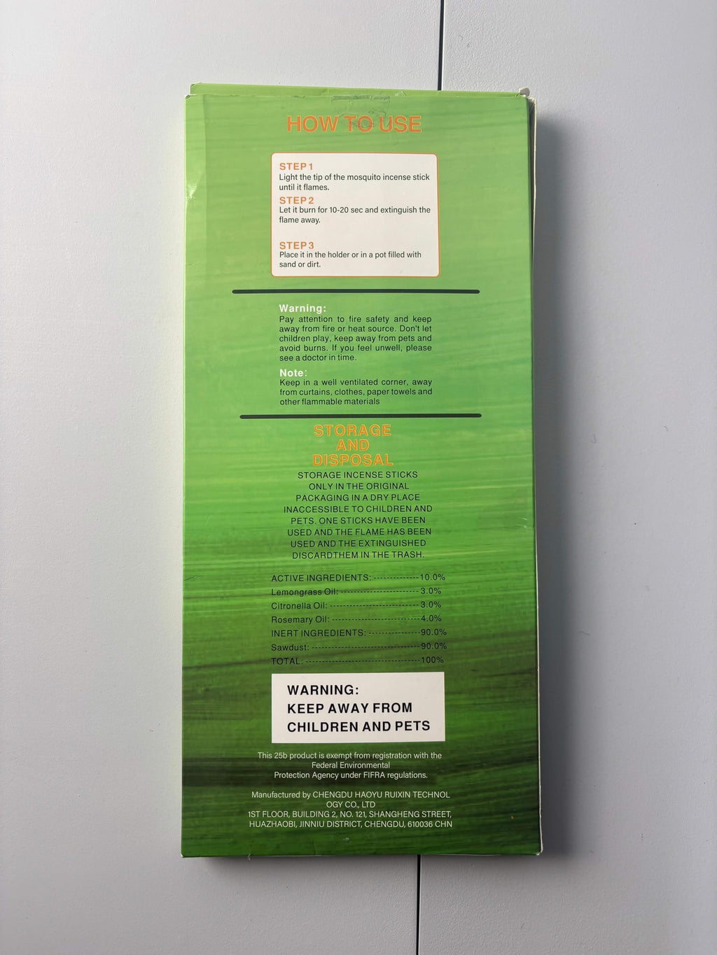 120 Pcs Citronella Oil Incense Sticks V968170