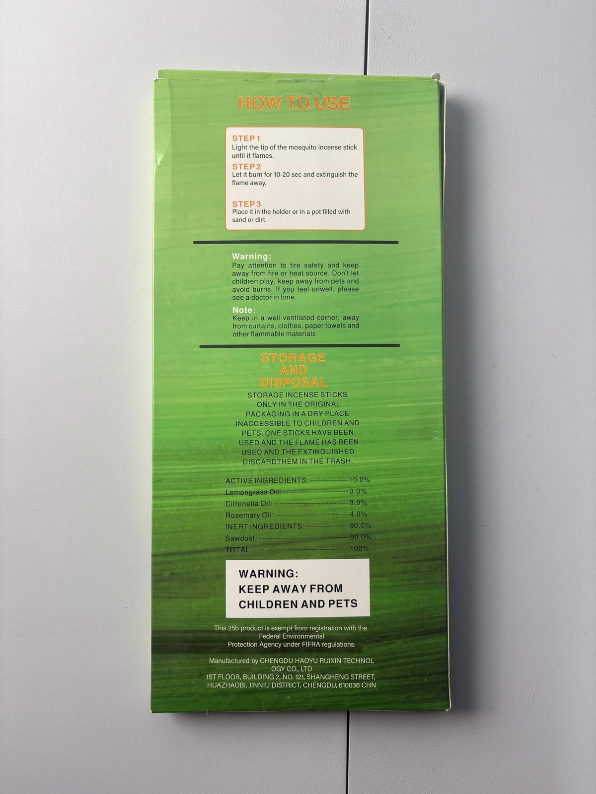 120 Pcs Citronella Oil Incense Sticks V968170