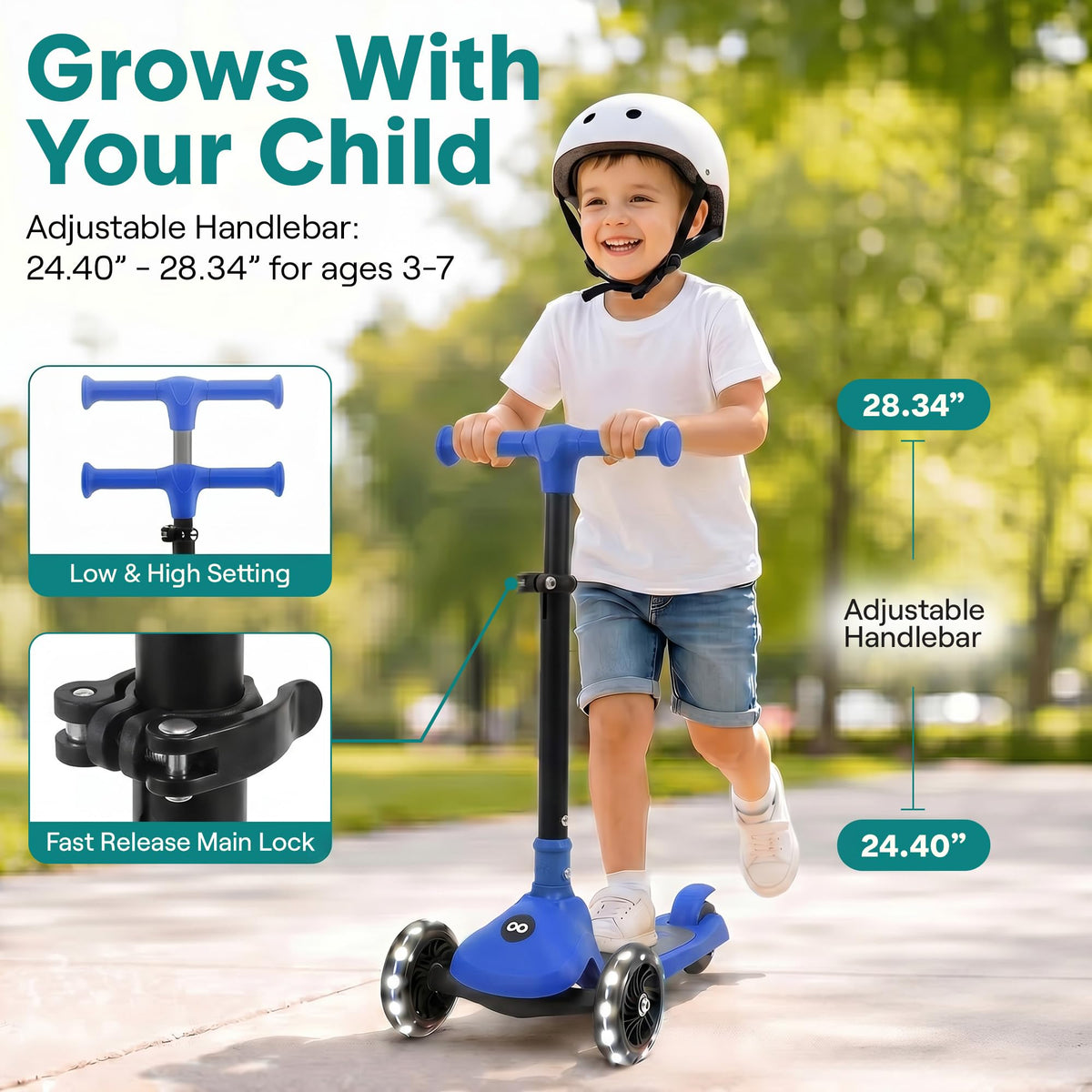 3-Wheel Toddler Scooter with LED Wheels V2290