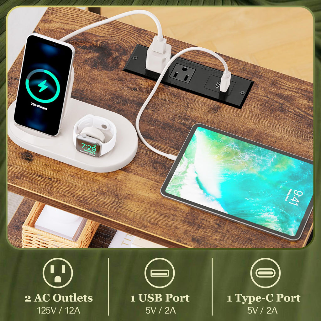 3-Tier Nightstand with Charging Station L40907