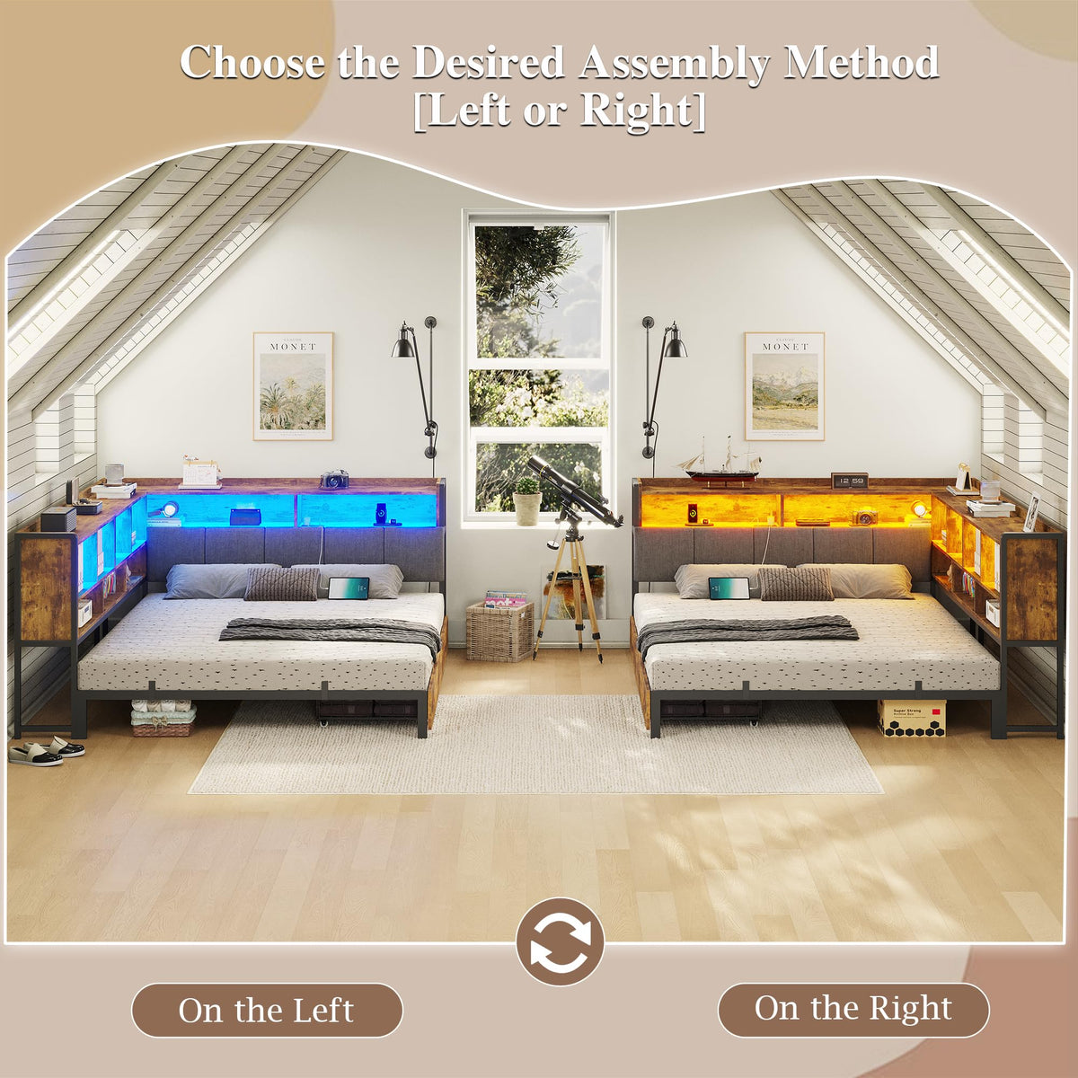 Full Size Corner Bed Frame with Storage and Drawers R466