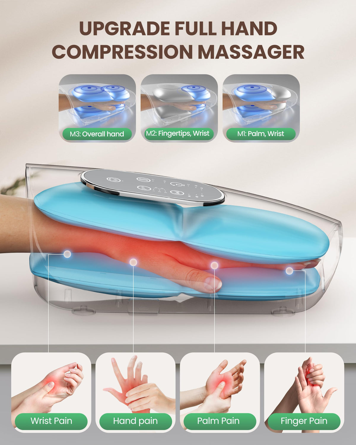 Cordless Hand Massager with Heat Compression O459872