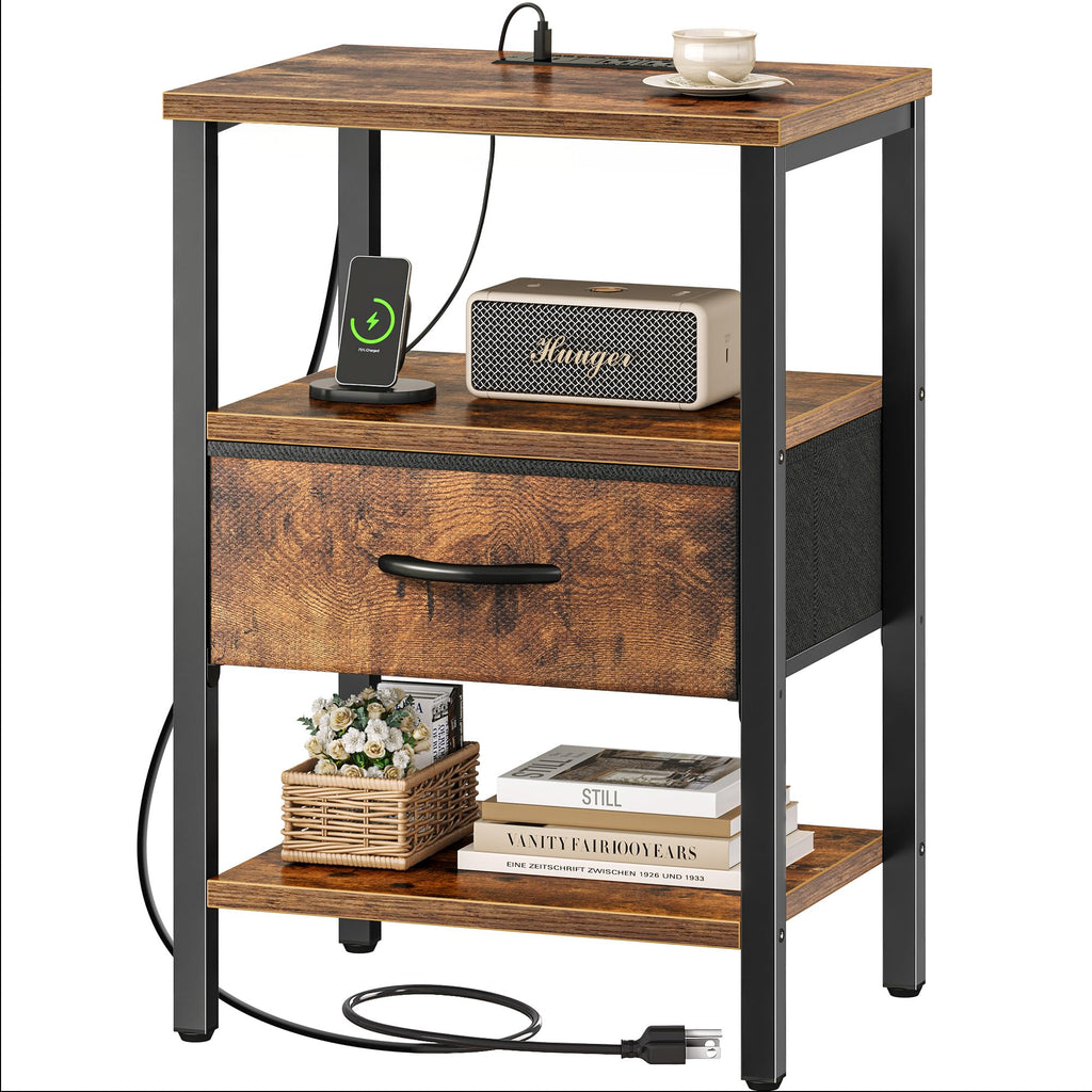 3-Tier Nightstand with Charging Station L40907