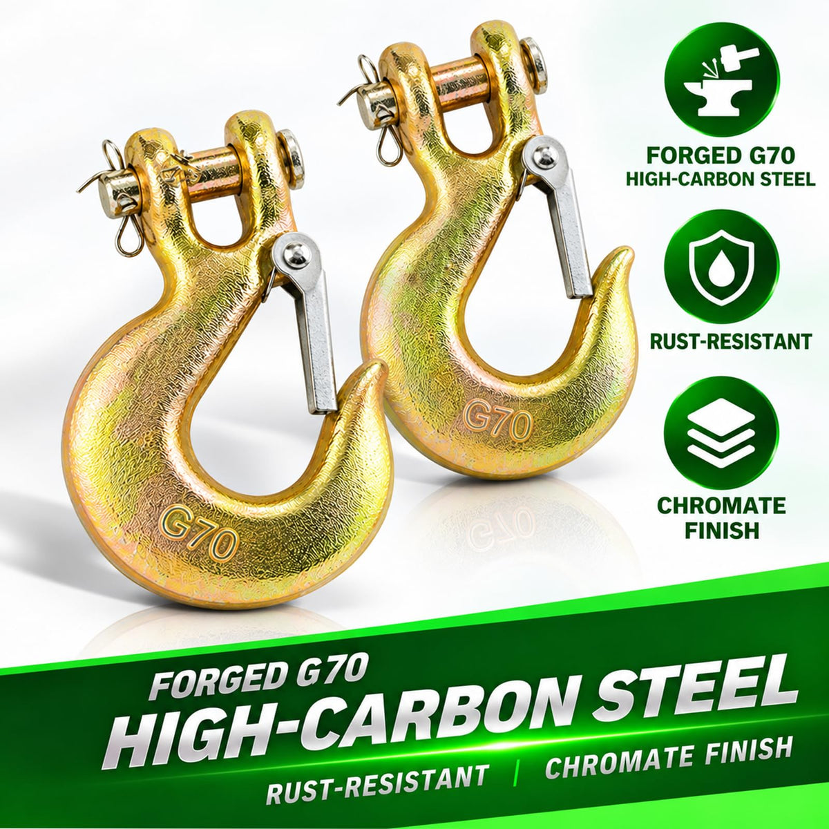 3/8" Chain Hooks, 2-Pack Heavy-Duty Clevis Slip Hook I33857
