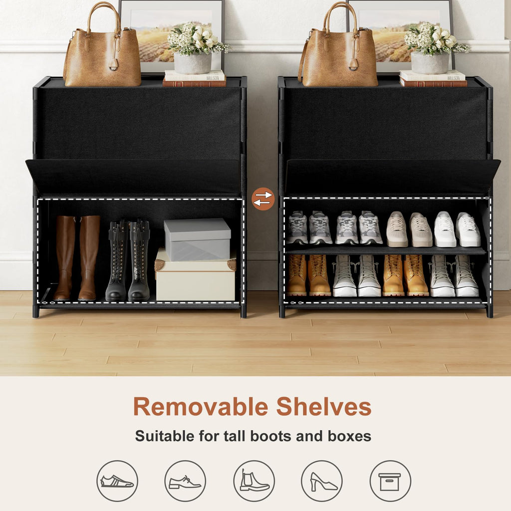 Black 5 Tier Shoe Cabinet with Door M404397