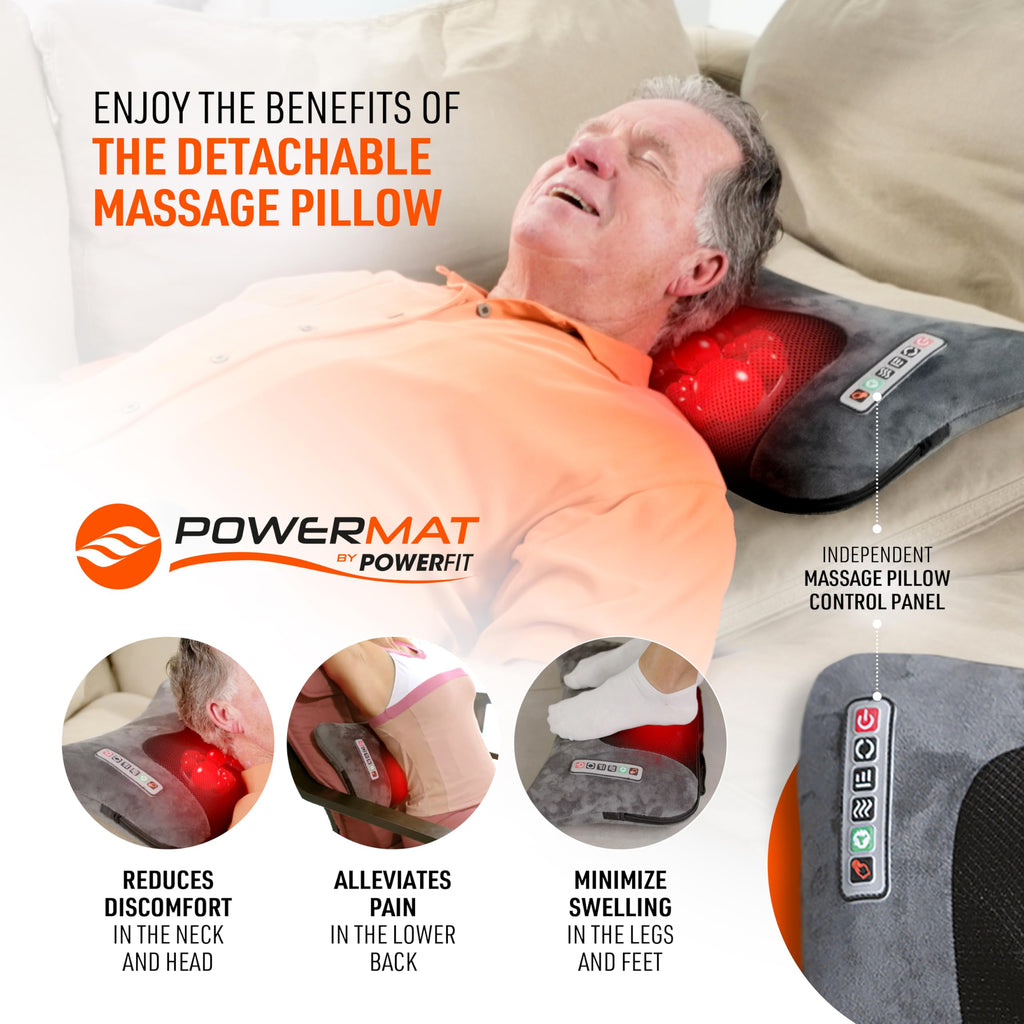 Full Body Massage Mat with Detachable Massage Pillow, 9 Intensity Levels, 9 Massage Modes & 3 Heat Settings F837