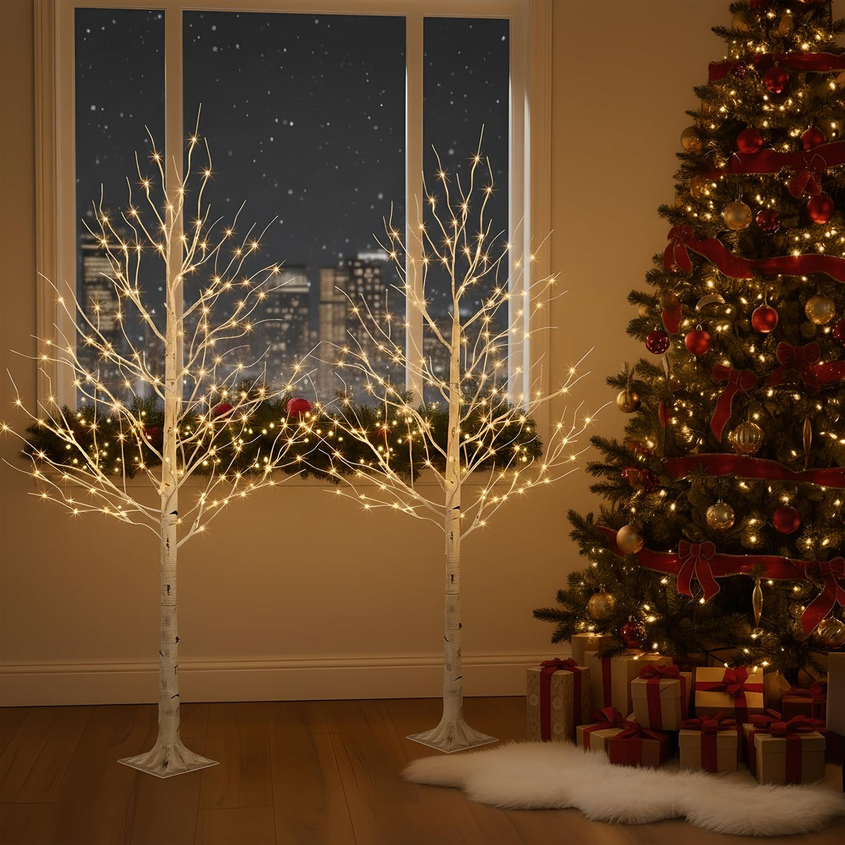 6ft Prelit White Christmas Trees 2Pack Q37964