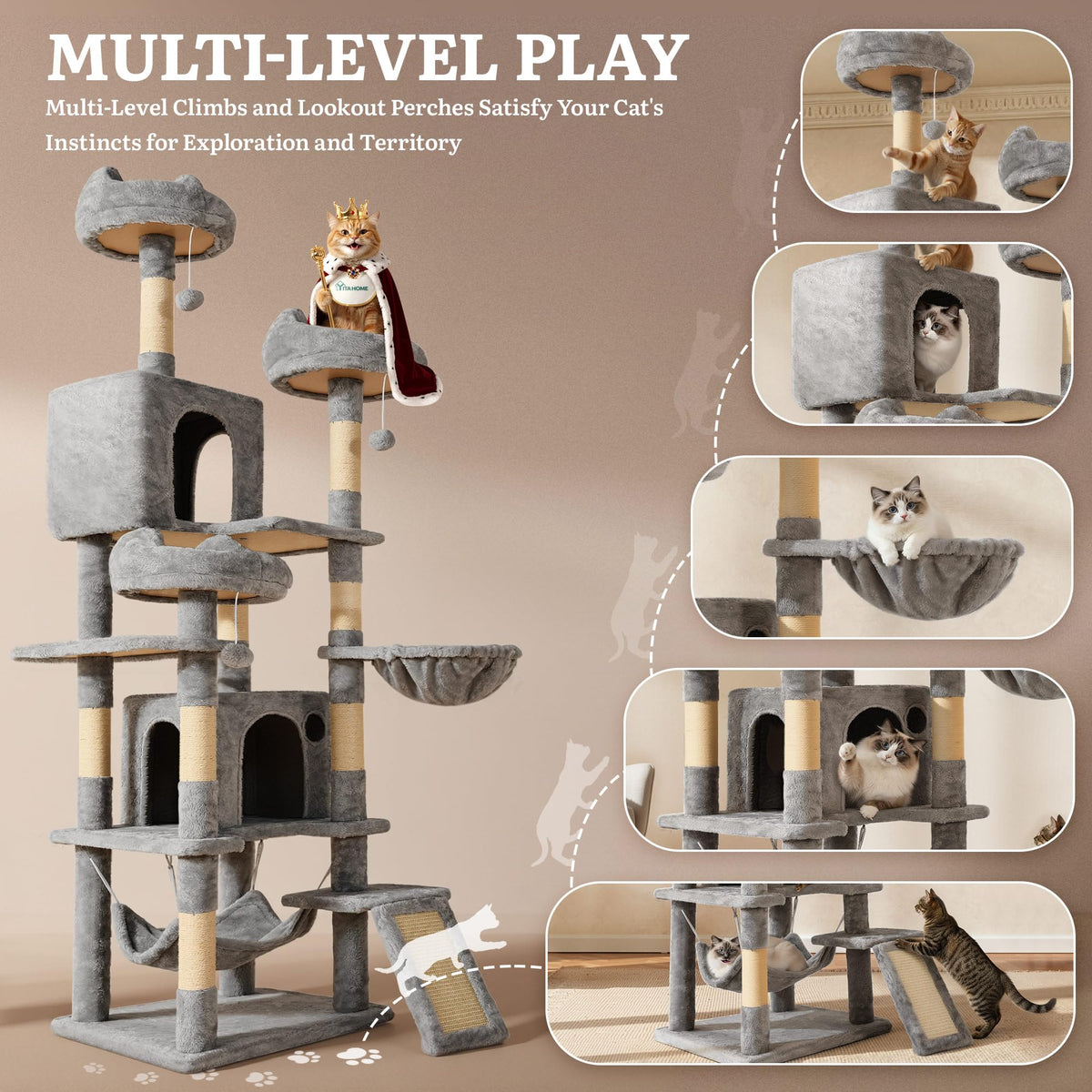 75-Inch Tall Multi-Level Cat Tree G7029