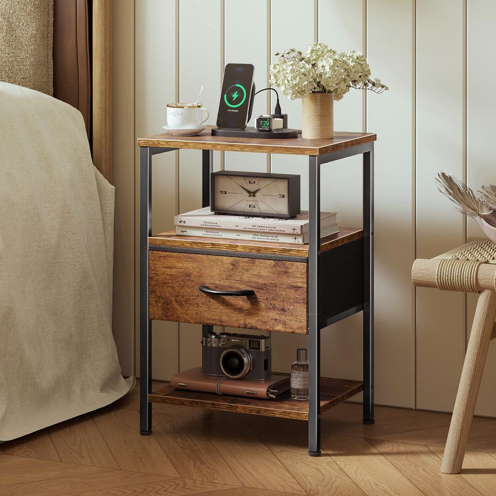 3-Tier Nightstand with Charging Station L40907